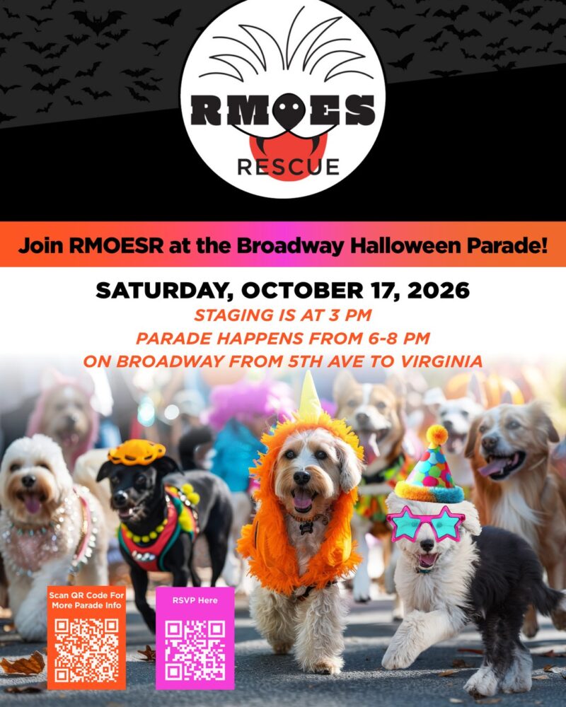 Flyer: Join RMOESR at the Broadway Halloween Parade, Saturday, October 17, 2026